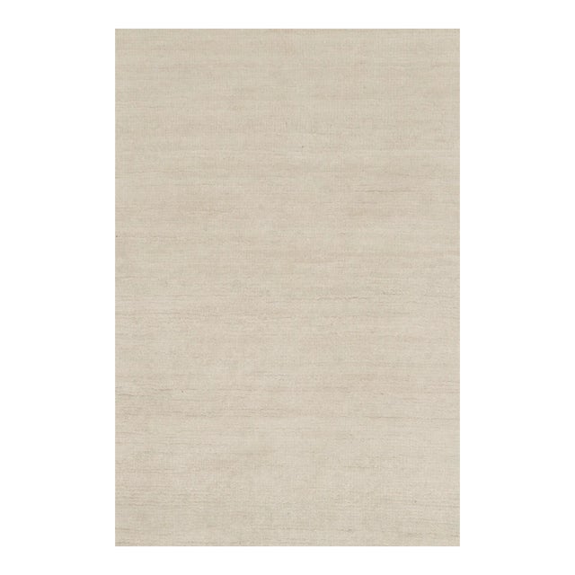 Rug & Kilim’s Contemporary Textural Rug in Solid Off-White Striae For Sale