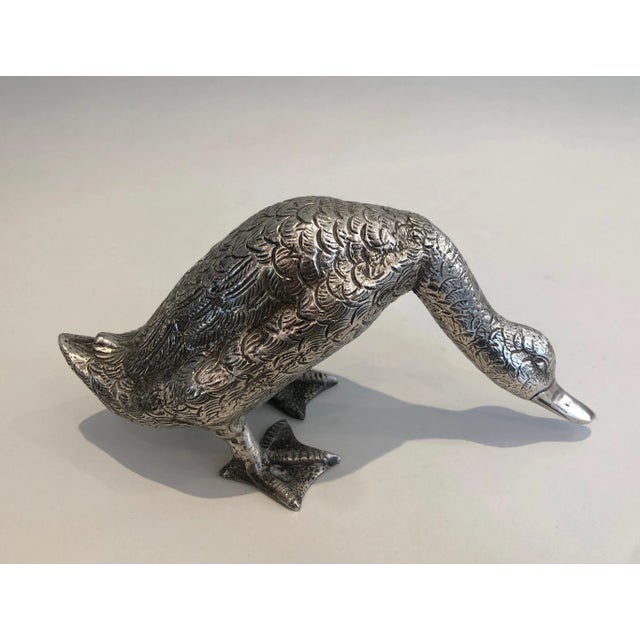 Silver Plated Bronze Duck Sculpture For Sale - Image 4 of 11
