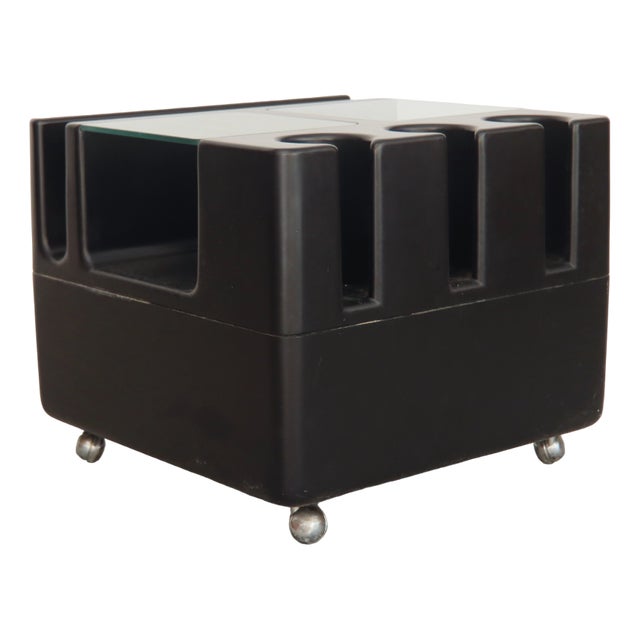 Black Rolling Container Coffee Table, 1970s For Sale