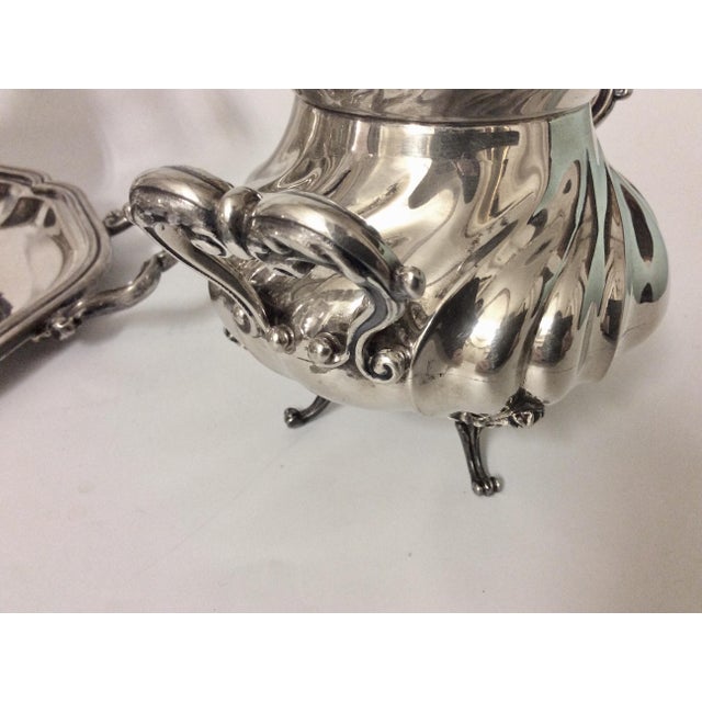 Metal Louis XV Tea and Coffee Service with Silver Tray, 1950s, Set of 5 For Sale - Image 7 of 11