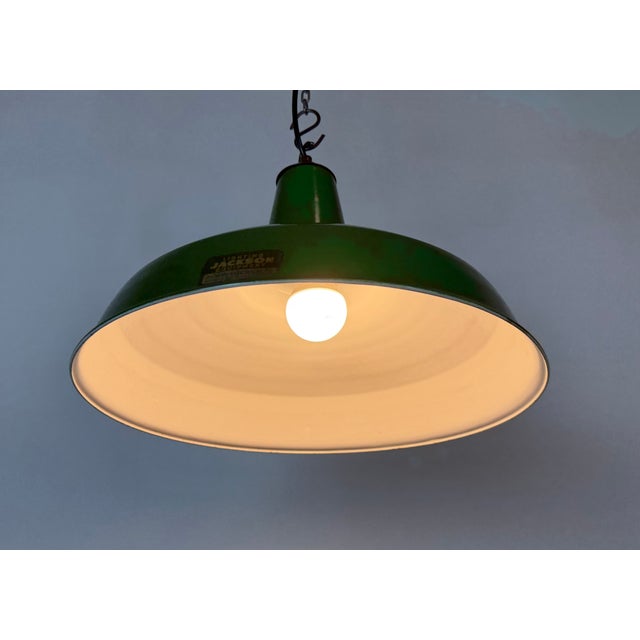 Industrial Green Enamel Factory Pendant Lamp from Jackson Electrical Co., 1960s For Sale - Image 10 of 18