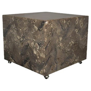 Italian Marble Side Tables with Wheels from Bufalini Marmi, 1970s, Set of 2 For Sale