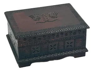Vintage Polish Folk Art Carved Wood Box