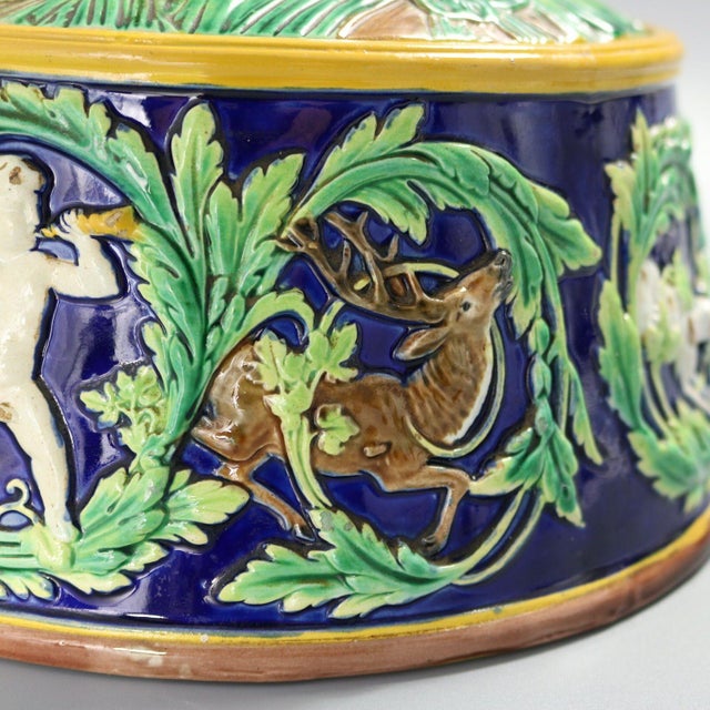 George Jones Majolica Deer Game Pie Dish and Liner For Sale - Image 11 of 12