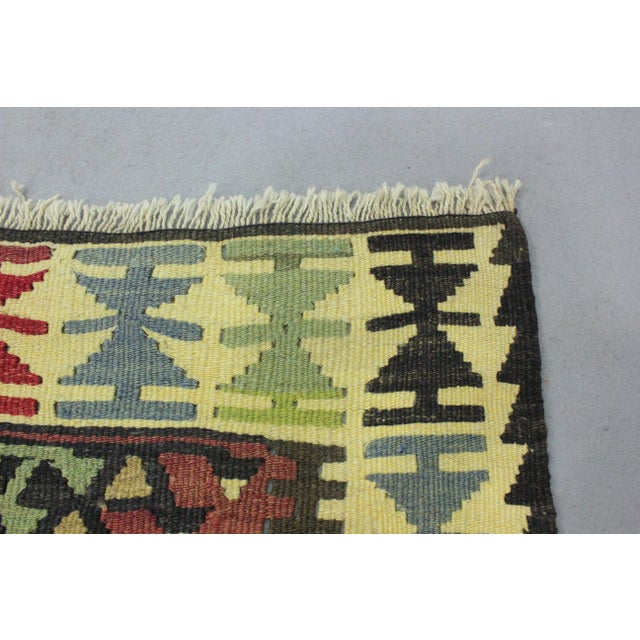 Textile 1960s Rustic Style Cappadocia Handmade Anatolian Geometric Wool Turkish Kilim Rug For Sale - Image 7 of 11