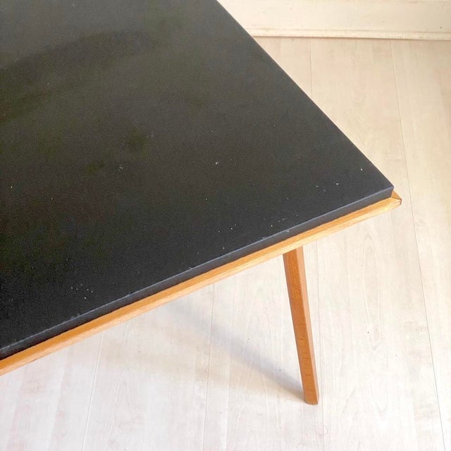 Folding Coffee Table in Plideal Beech and Faux Leather, 1950s For Sale - Image 6 of 11
