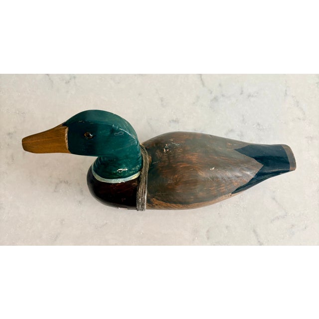 Early 20th Century Folk Art Hand Carved Wooden Mallard Duck Decoy For Sale - Image 11 of 12