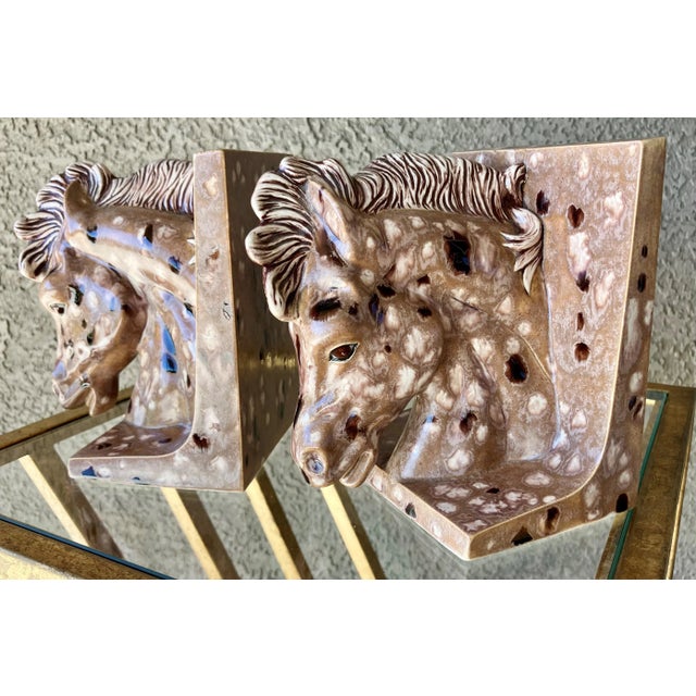 Late 20th-Century Horse Head Earthenware Artisan Crafted Bookends – A Pair For Sale In Austin - Image 6 of 12