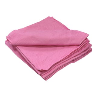 Vintage French Pink Checkerboard Napkins, Set of 8 For Sale