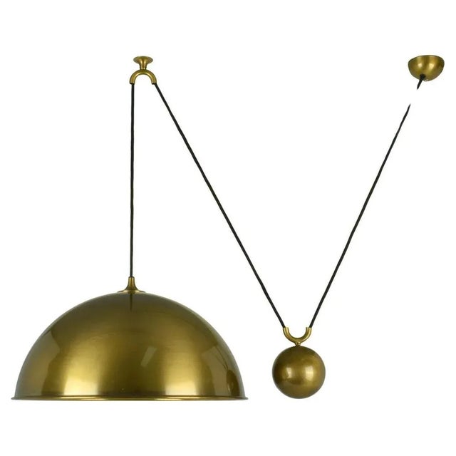 Posa Pendant in Brass with Side Counter Weight attributed to Florian Schulz, 1960s For Sale - Image 4 of 8