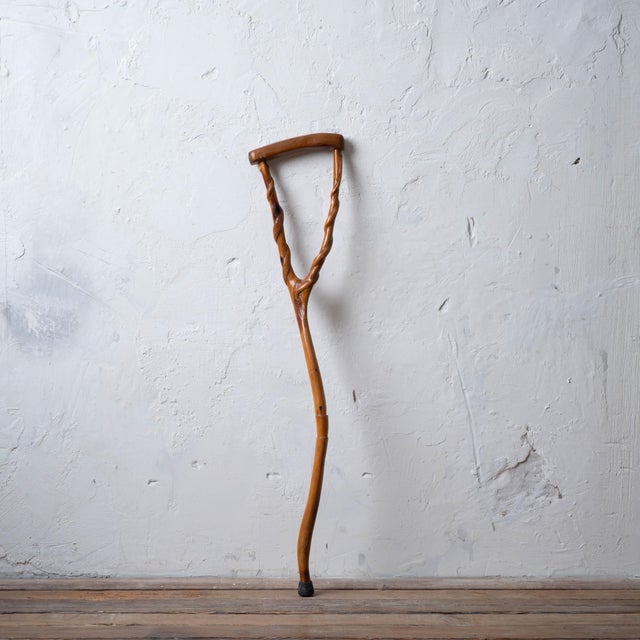 Wood Vernon Edwards Crutch Form Walking Stick, 1980s For Sale - Image 7 of 13