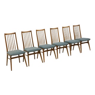 Chairs with Turquoise Upholstery, 1960s, Set of 6 For Sale