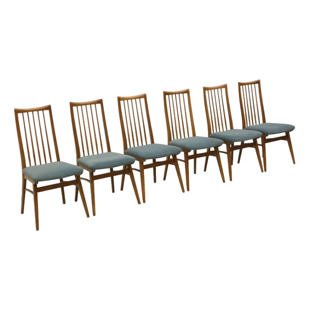 Chairs with Turquoise Upholstery, 1960s, Set of 6 For Sale