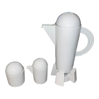 1980s Cupola White by Rosenthal Coffee Pot, Stand, Cream and Sugar Set For Sale