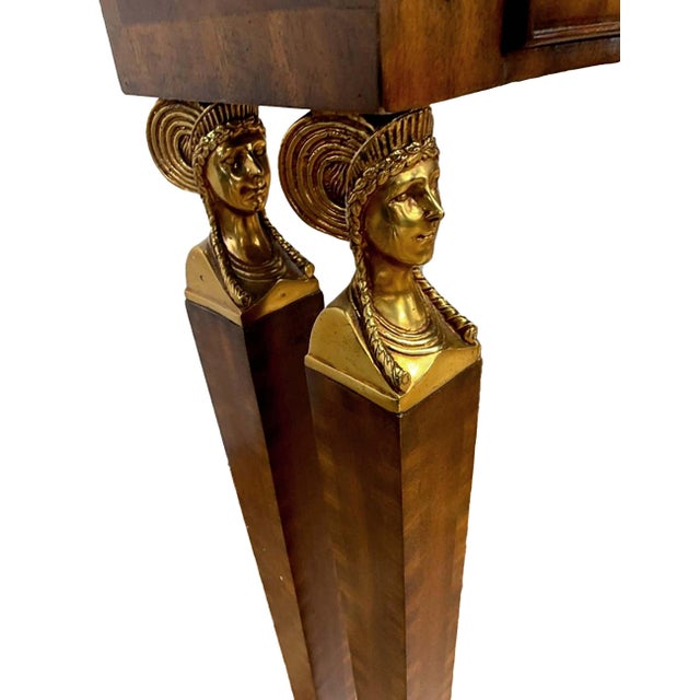 Maitland-Smith Egyptian Revival Style Flame Mahogany & Ormolu Console Table For Sale - Image 9 of 10