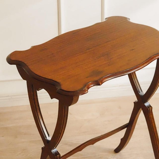 Antique Mahogany Side Table with X-Frame, 1900s For Sale - Image 4 of 11