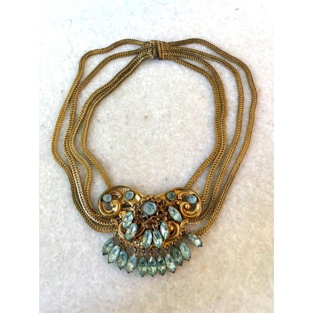 Stunning, antique art deco, necklace, multi strands with stunning blue and gold fill pendant.