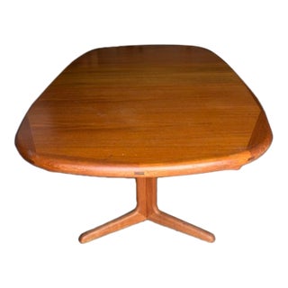 1960s 7 Ft Danish Teak Oval Dining Table W/ 20" Hide Away Center Leaf For Sale