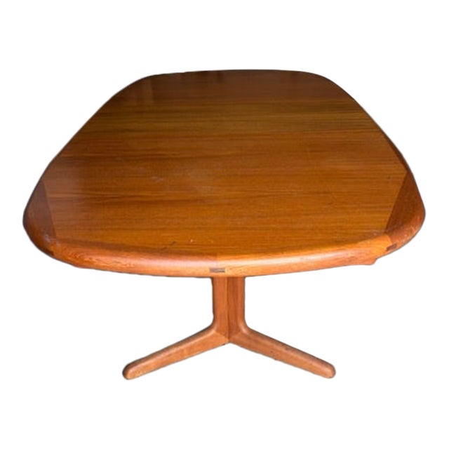 1960s 7 Ft Danish Teak Oval Dining Table W/ 20" Hide Away Center Leaf For Sale