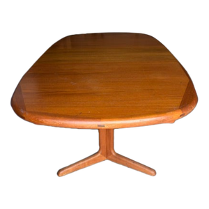 1960s 7 Ft Danish Teak Oval Dining Table W/ 20" Hide Away Center Leaf