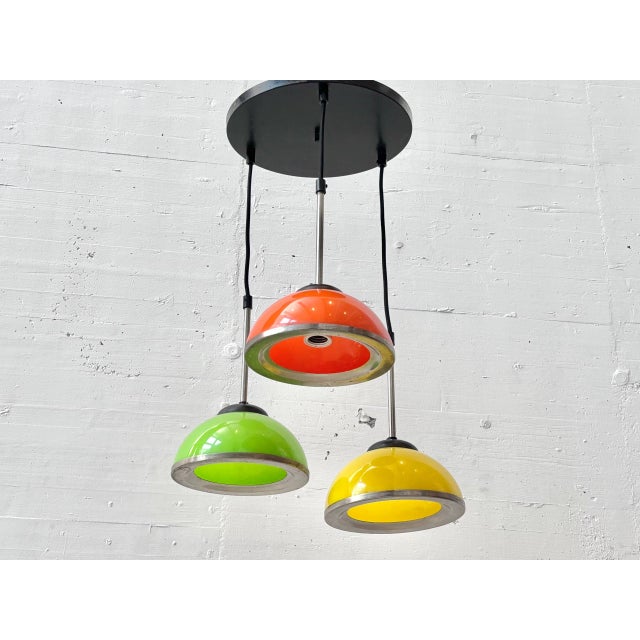 Space Age Pendant Lamp with Colored Metal Shades, 1970s For Sale - Image 5 of 13