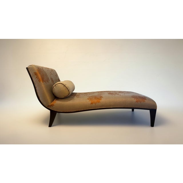 Stickley Transitional Silk Damask Chaise or Reamier For Sale - Image 4 of 11