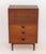 Modern Fall-Front Walnut Secretary, the fall-front opening to white laminate writing surface and divided open shelves with...