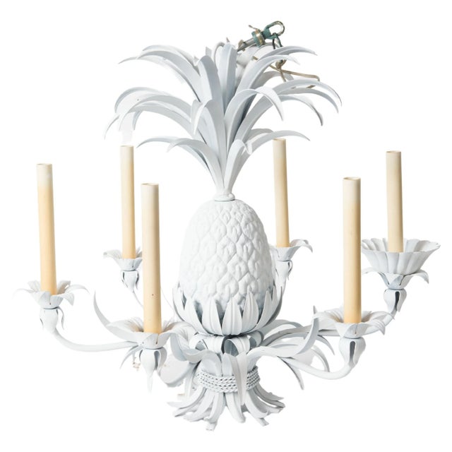 1960s White Painted Metal Pineapple Chandelier For Sale - Image 11 of 11