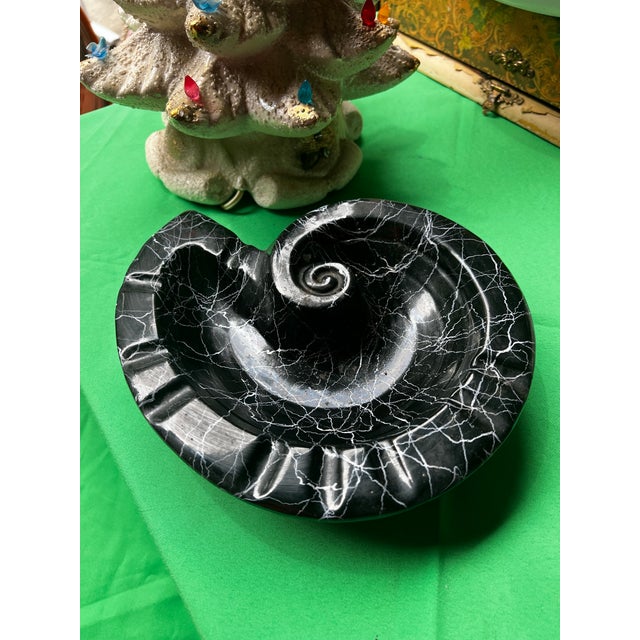 Ceramic Spaghetti Ceramic Style Black Nautilus Ashtray For Sale - Image 7 of 7