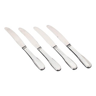 Lunch Knives in Sterling Silver and Stainless Steel by Evald Nielsen, 1930s, Set of 4 For Sale