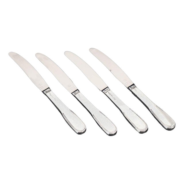 Lunch Knives in Sterling Silver and Stainless Steel by Evald Nielsen, 1930s, Set of 4 For Sale