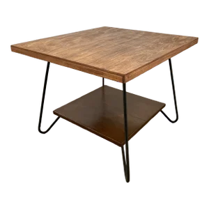 Mid 20th Century Mid-Century Modern Iron Leg Table With Swivel Top