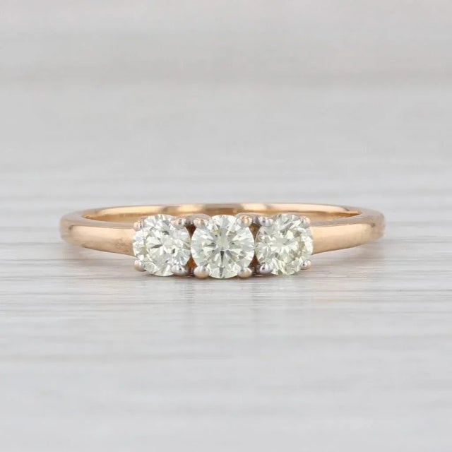 2010s 0.48ctw Yellow Diamond 3-Stone Ring 18k Yellow Gold Engagement Size 6.25 For Sale - Image 5 of 8