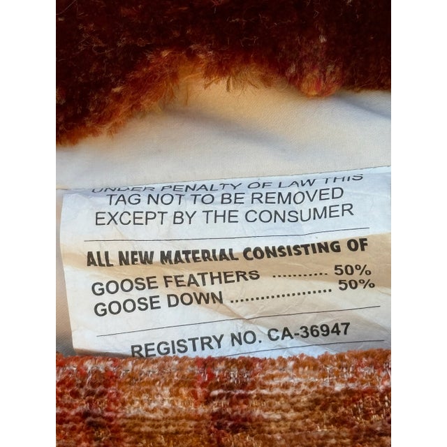 Pillow: Accent Pillow: Sumptuous Orange/Terracotta “Tie- Dyed” Slub Boucle Velvet XL Pillow W/Silk Triple Ply Orange Moss Fringe/ 50/50 Down - All New For Sale - Image 11 of 12