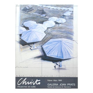 Joan Prats Gallery Poster with Beach Umbrella Sketch after Christo For Sale