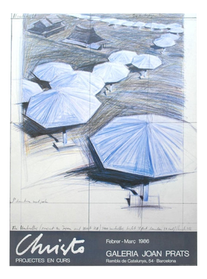 Joan Prats Gallery Poster with Beach Umbrella Sketch after Christo