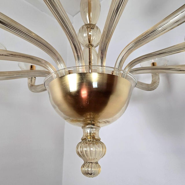 Beige 1980s Seguso Style Beige Murano Glass Chandelier For Sale - Image 8 of 12