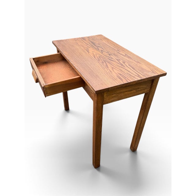 Vintage Solid Oak One-Drawer Writing Desk or Console Table, Refinished For Sale - Image 4 of 11