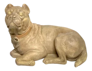 Late 19th Century Antique English Terracotta Recumbent Pug Dog