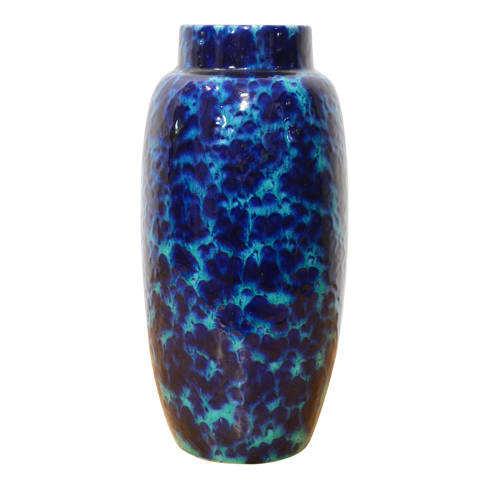 German Mid Century Modern Deep Blue and Turquoise Art Pottery Vase by ...