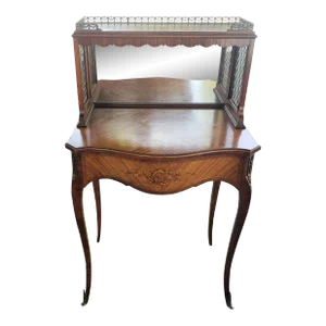 Louis XV Marquetry Mirrored and Galleried Bonheur Du Jour Ladies' Bureau Vanity