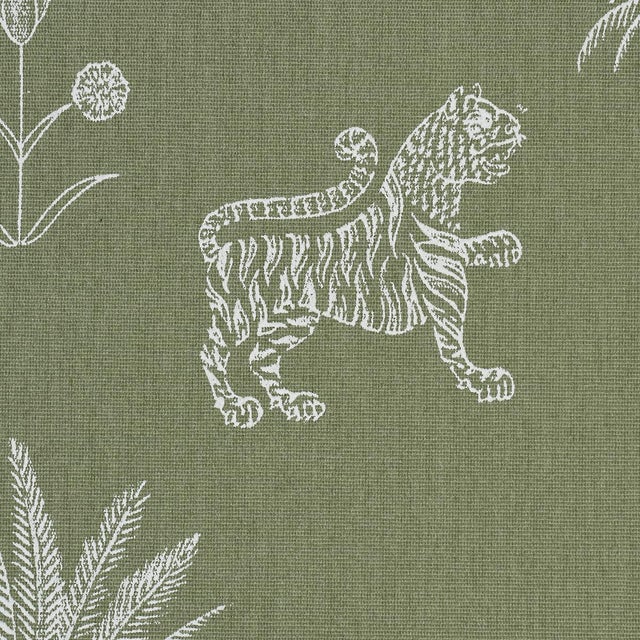 Schumacher Sample - Schumacher Tiger Palm Silhouette Outdoor Fabric In Sage For Sale - Image 4 of 5