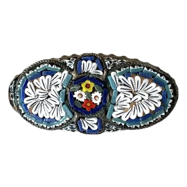 Vintage Italian Micro Mosaic Brooch - Stamped For Sale