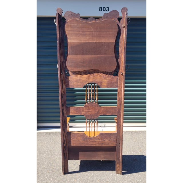 19th Century Oak Hall Chair and Coat Rack For Sale - Image 4 of 10