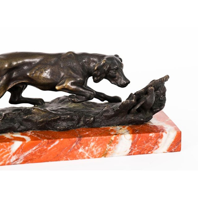 19th Century Carl Kauba, Hunting Dog, 19th Century, Bronze and Marble For Sale - Image 5 of 15