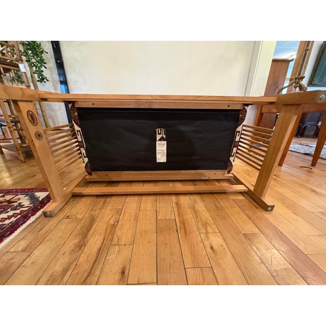 Vintage Stickley Mission Bench W/ Upholstered Seat For Sale - Image 9 of 11