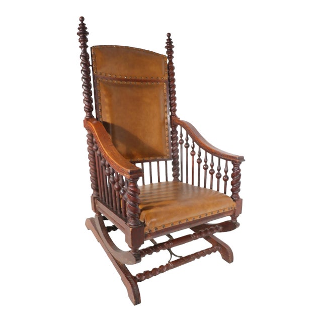 Victorian Stick and Ball Twist Frame Platform Rocking Chair For Sale