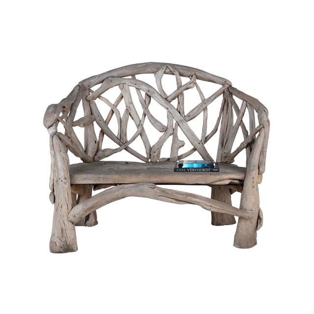 Contemporary Late 20th Century Outdoor Bench With Woven Teak Limbs For Sale - Image 3 of 7