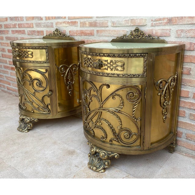 Pair of Louis XVI Style Bronze Demilune Cabinets, 20th Century For Sale - Image 15 of 18