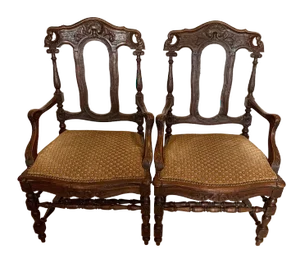 Flemish Armchairs in Oak, 19th Century, Set of 2